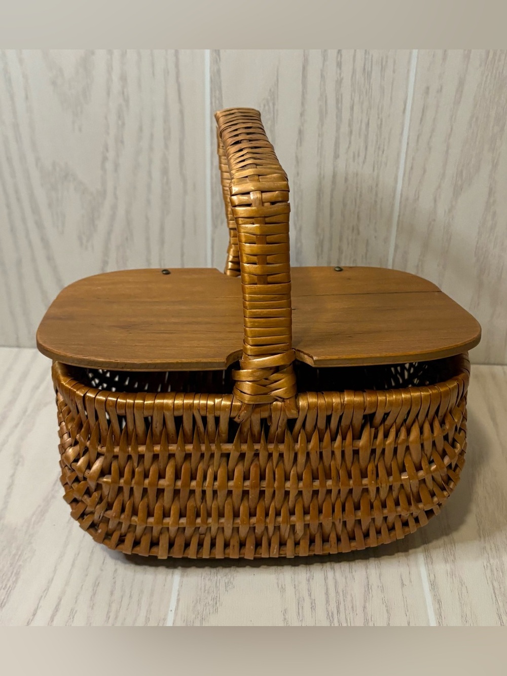 Picnic Basket Vintage Rattan Boho Cottagecore